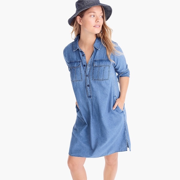 J. Crew Dresses & Skirts - J.crew chambray long sleeve shirt dress size S